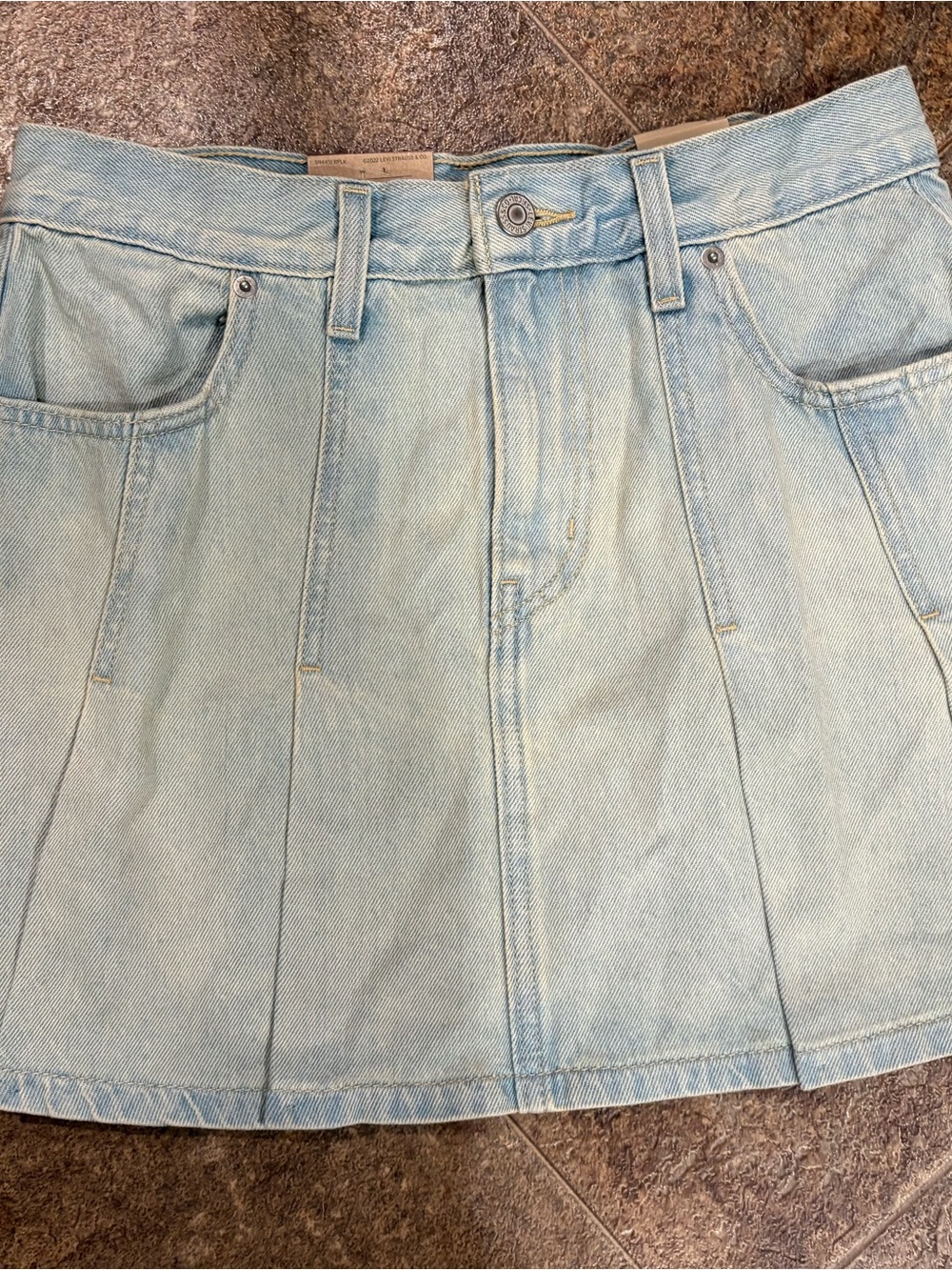 Levi's Light Blue Pleated Denim Mini Skirt